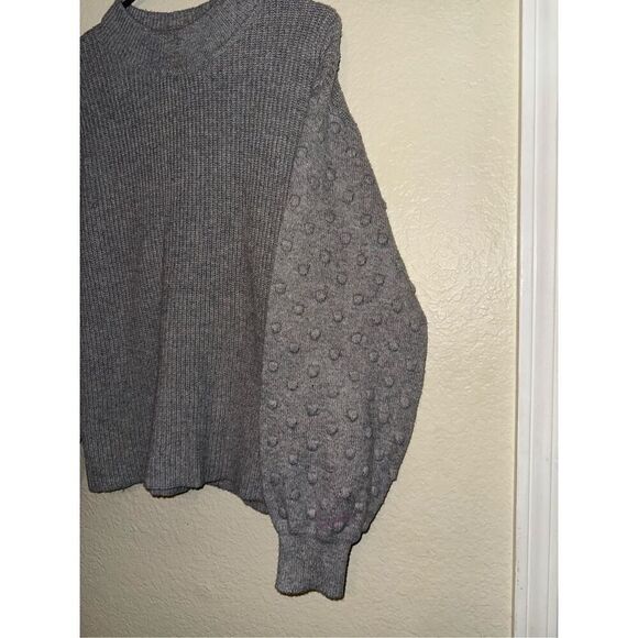 Cece Womens Gray Textured Long Sleeve Round Neck Sweater - Picture 13 of 14